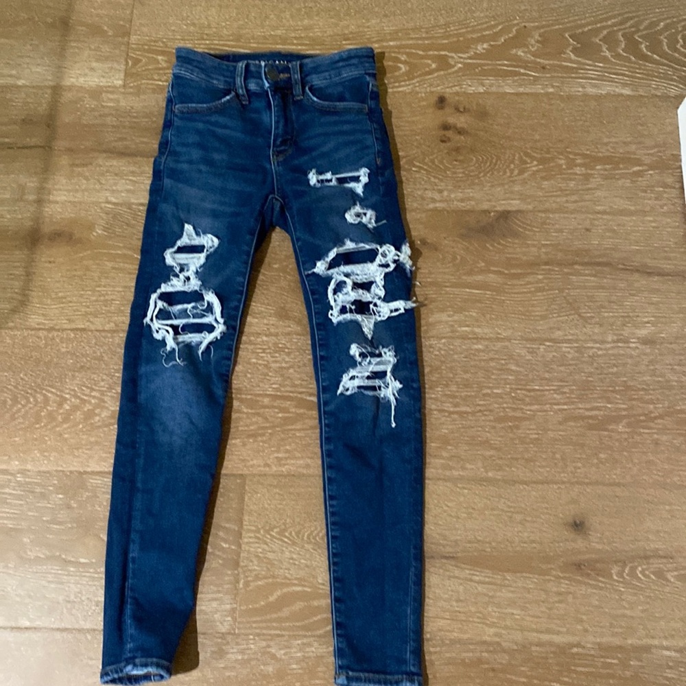 American Eagle jeans with rips hi rise jeggings Size 000